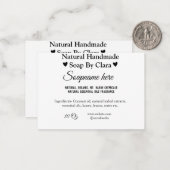 Inhaltsstoffe der Seifennahrung Gewicht der Websit Mitteilungskarte (Vorderseite/Rückseite Beispiel)