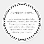 Inhaltsstoffe des Herzmusters Produktbeschriftung Runder Aufkleber (Vorderseite)