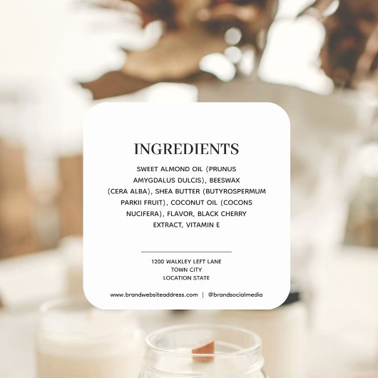 Inhaltsstoffe des Produkts Quadratischer Aufkleber