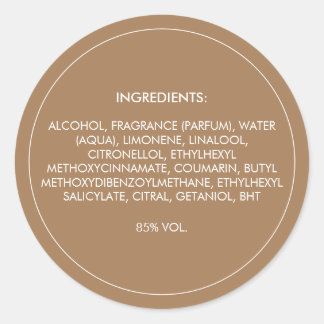 Inhaltsstoffe Produktkennzeichnung Runder Aufkleber