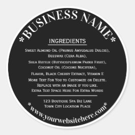 Inhaltsstoffe Schwarz-weiß Runder Aufkleber