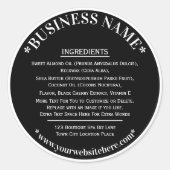 Inhaltsstoffe Schwarz-weiß Runder Aufkleber (Vorderseite)