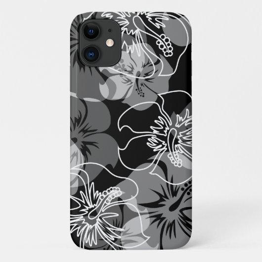 Iniki Point Hawaiian Hibiskus Floral Black Case-Mate iPhone Hülle (Rückseite)