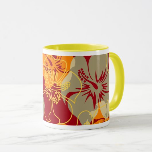 Iniki Punkt-hawaiische Hibiskus-Camouflage mit Tasse (VorderseiteRechts)