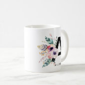 Initial "A" Alphabet Tasse Monogram Boho Wasserfar (VorderseiteRechts)
