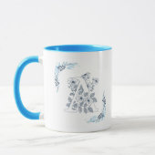 Initial "A" Blue Monogram Calm Floral Coffee Tasse (Links)