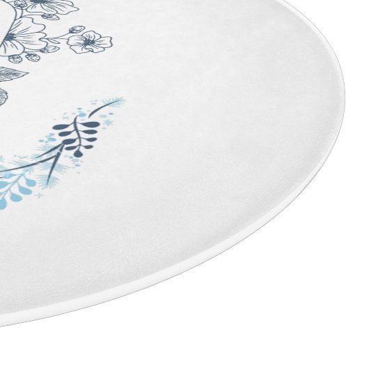 Initial "A" Blue Monogram Calm Floral Schneidebrett (Ecke)