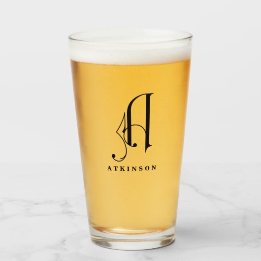 Initial A mit Nachname bearbeitbar Glas (Vorne (Gefüllt))
