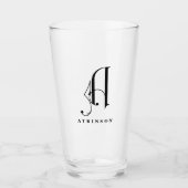 Initial A mit Nachname bearbeitbar Glas (Vorderseite)
