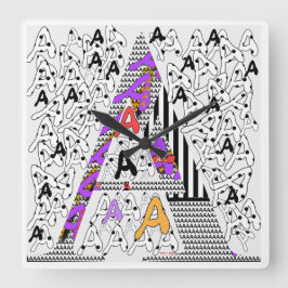 Initial A Quadratische Wanduhr