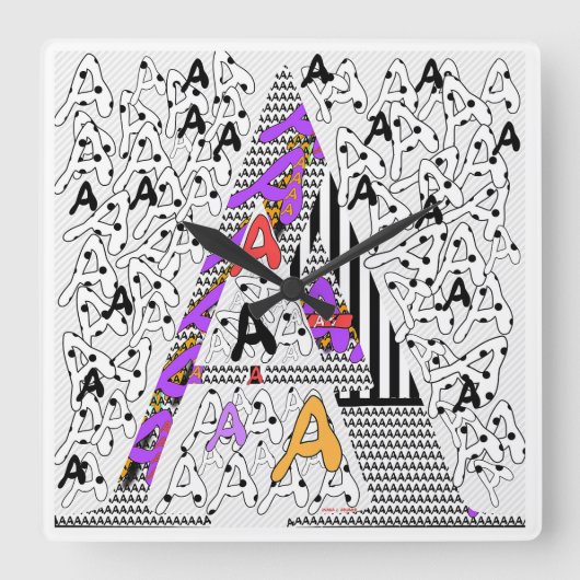 Initial A Quadratische Wanduhr (Vorderseite)