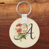 Initial A, Vintag Anemones Schlüsselanhänger (Vorderseite)