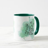Initial A Watercolor Monogram Green Botanical Tasse (VorderseiteRechts)