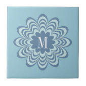 Initial abstrakt Blue Blume Custom Monogram Fliese (Vorderseite)
