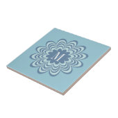 Initial abstrakt Blue Blume Custom Monogram Fliese (Seite)