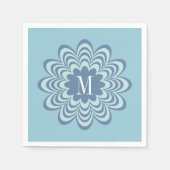 Initial abstrakt Blue Blume Custom Monogram Serviette (Vorderseite)
