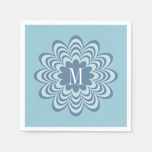 Initial abstrakt Blue Blume Custom Monogram Serviette (Vorderseite)