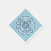 Initial abstrakt Blue Blume Custom Monogram Serviette (Ecke)