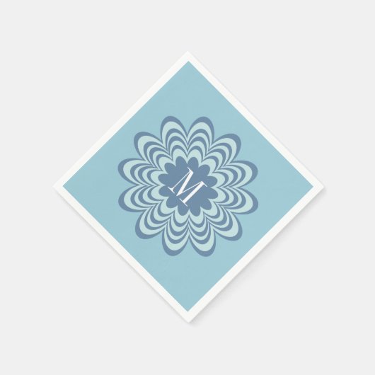 Initial abstrakt Blue Blume Custom Monogram Serviette (Ecke)