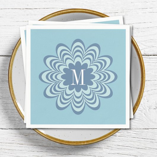 Initial abstrakt Blue Blume Custom Monogram Serviette