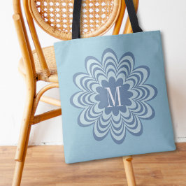 Initial abstrakt Blue Blume Custom Monogram Tasche