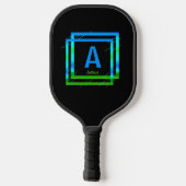 Initial ändern Blau grüne Quadrate schwarz hinzufü Pickleball Schläger (Rückseite)