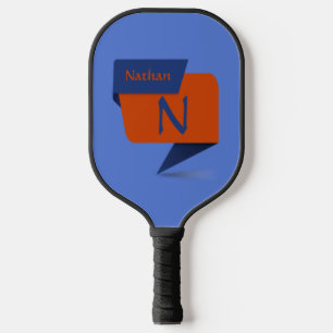 Initial ändern, Blauer orangefarbener Name hinzufü Pickleball Schläger