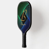 Initial ändern, Grün blauer Swirl hinzufügen Pickleball Schläger (Links)