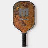 Initial ändern, Name auf Rusty Brown Metal hinzufü Pickleball Schläger (Vorderseite)