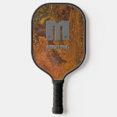Initial ändern, Name auf Rusty Brown Metal hinzufü Pickleball Schläger (Rückseite)