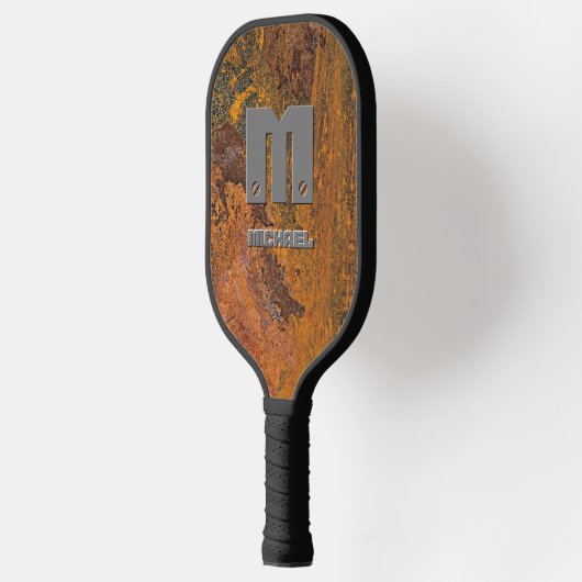 Initial ändern, Name auf Rusty Brown Metal hinzufü Pickleball Schläger (Links)