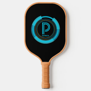 Initial ändern, Name Futuristic Blue Tech hinzufüg Pickleball Schläger