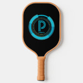 Initial ändern, Name Futuristic Blue Tech hinzufüg Pickleball Schläger (Rückseite)