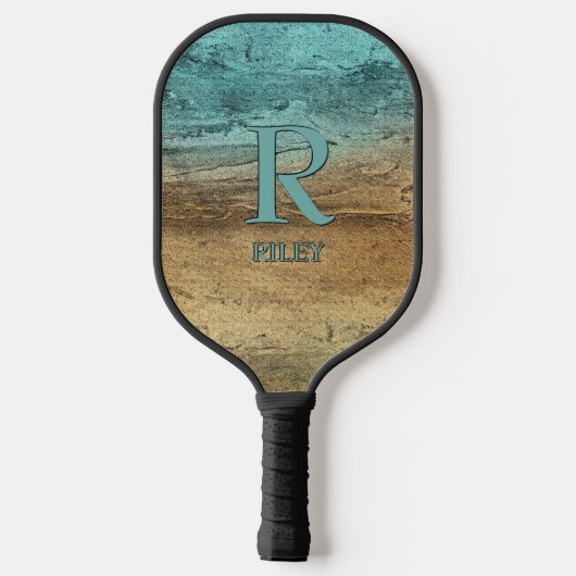 Initial ändern, Name hinzufügen, Abstrakte Sandfar Pickleball Schläger (Rückseite)