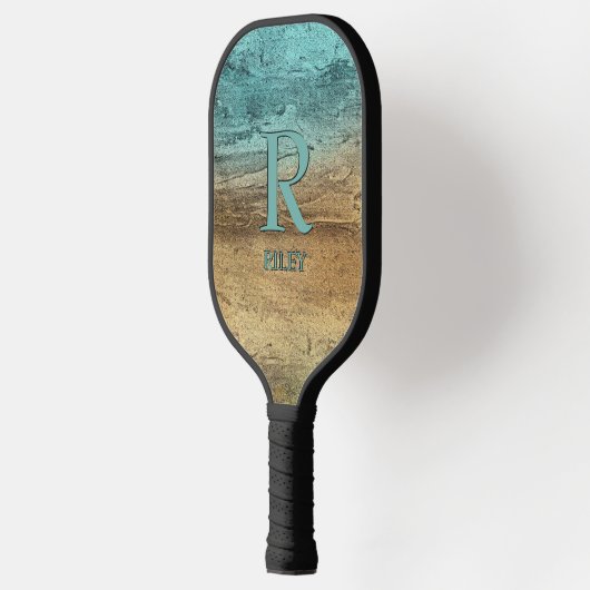 Initial ändern, Name hinzufügen, Abstrakte Sandfar Pickleball Schläger (Links)