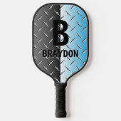 Initial ändern, Name hinzufügen, Blue Chrome Look Pickleball Schläger (Vorderseite)