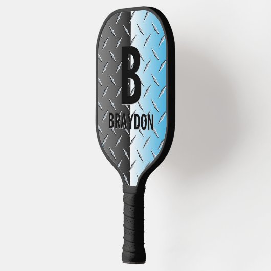 Initial ändern, Name hinzufügen, Blue Chrome Look Pickleball Schläger (Links)