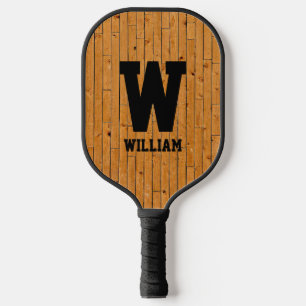 Initial ändern, Name hinzufügen, Braunes Holzfenst Pickleball Schläger