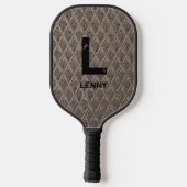 Initial ändern, Name hinzufügen, Graue Schachbrett Pickleball Schläger (Rückseite)
