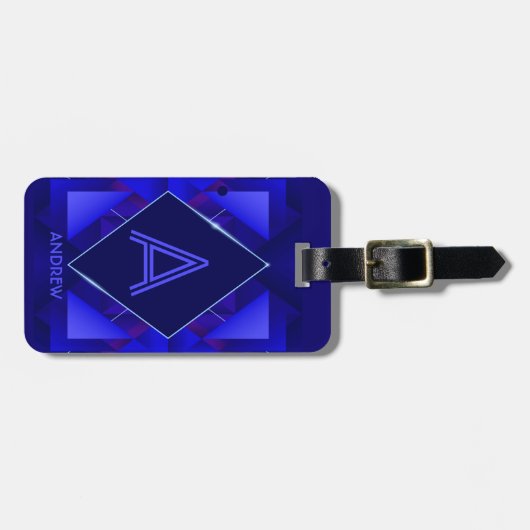 Initial ändern, Name hinzufügen (löschen), blauer Gepäckanhänger (Vorderseite horizontal)