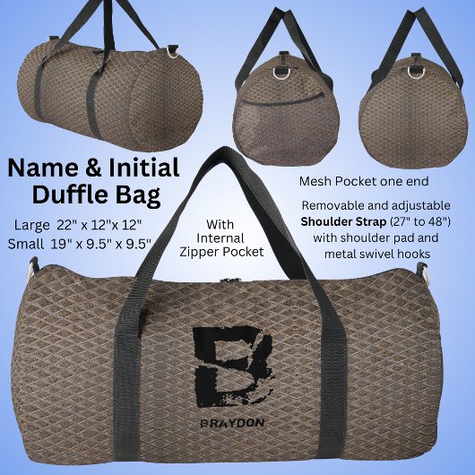 Initial ändern, Name hinzufügen (löschen), Schachb Duffle Bag