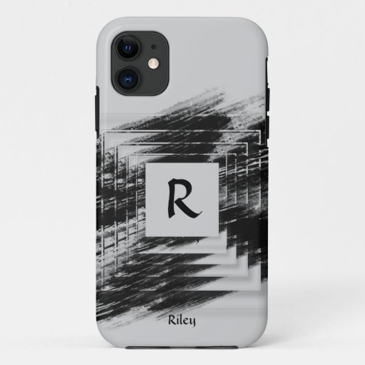 Initial ändern, Name hinzufügen (löschen), Schwarz Case-Mate iPhone Hülle (Rückseite)
