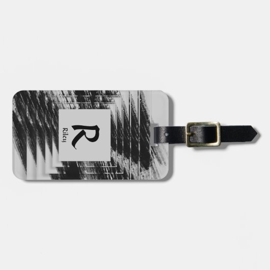 Initial ändern, Name hinzufügen (löschen), Schwarz Gepäckanhänger (Vorderseite horizontal)