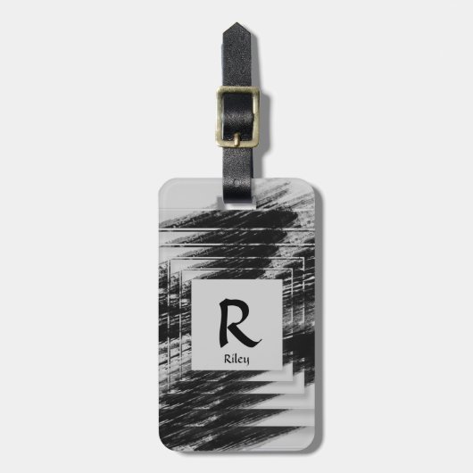 Initial ändern, Name hinzufügen (löschen), Schwarz Gepäckanhänger (Vorderseite vertikal)