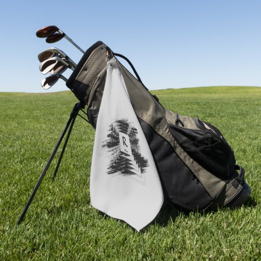 Initial ändern, Name hinzufügen (löschen), Schwarz Golfhandtuch (Gras)