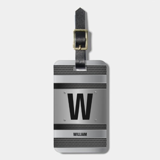 Initial ändern, Name hinzufügen (löschen), Silver  Gepäckanhänger (Vorderseite vertikal)