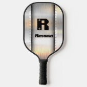 Initial ändern, Name hinzufügen, Metallstreifen mi Pickleball Schläger (Rückseite)