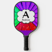 Initial ändern, Name hinzufügen, Pop Art Cloud Bur Pickleball Schläger (Vorderseite)