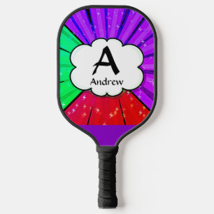 Initial ändern, Name hinzufügen, Pop Art Cloud Bur Pickleball Schläger