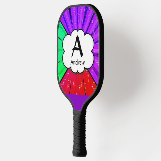 Initial ändern, Name hinzufügen, Pop Art Cloud Bur Pickleball Schläger (Links)